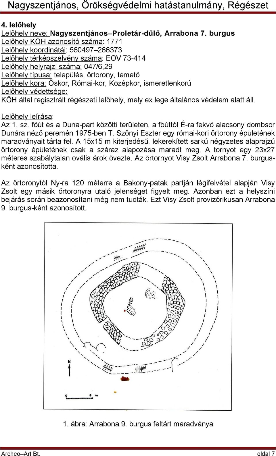 Lelőhely kora: Őskor, Római-kor, Középkor, ismeretlenkorú Lelőhely védettsége: KÖH által regisztrált régészeti lelőhely, mely ex lege általános védelem alatt áll. Lelőhely leírása: Az 1. sz.