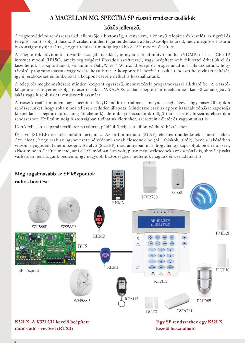 A központok bővíthetők további szolgáltatásokkal, amilyen a telefonhívó modul (VDMP3) és a TCP / IP internet modul (IP150), amely segítségével iparadox szoftverrel, vagy beépített web felülettel