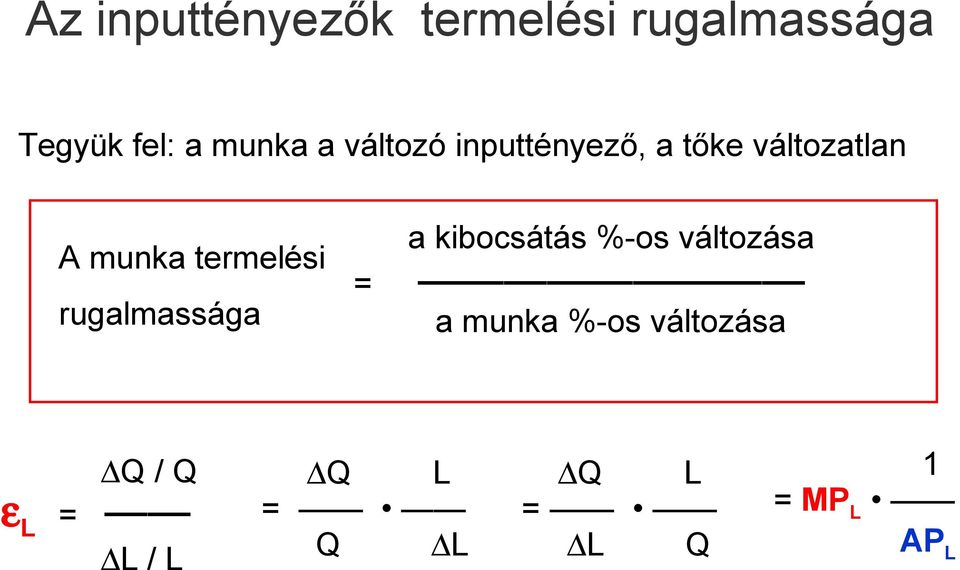 termelési rugalmassága a kibocsátás %-os változása = a