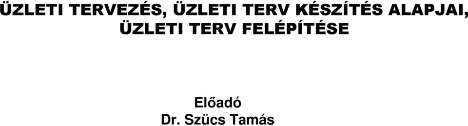 ALAPJAI, ÜZLETI TERV