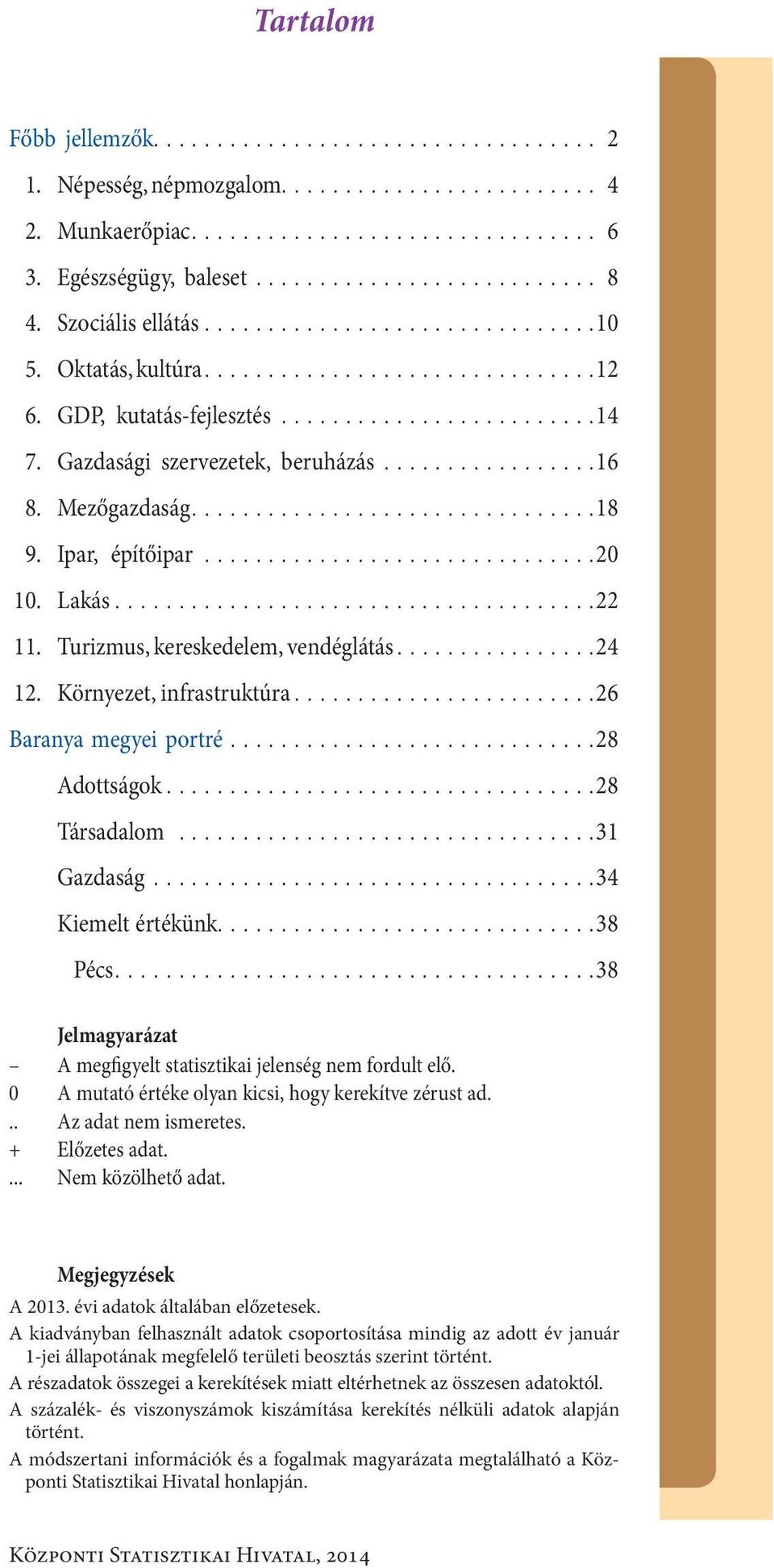 ..28 Adottságok...28 Társadalom...31 Gazdaság...34 Kiemelt értékünk....38 Pécs...38 Jelmagyarázat A megfigyelt statisztikai jelenség nem fordult elő.