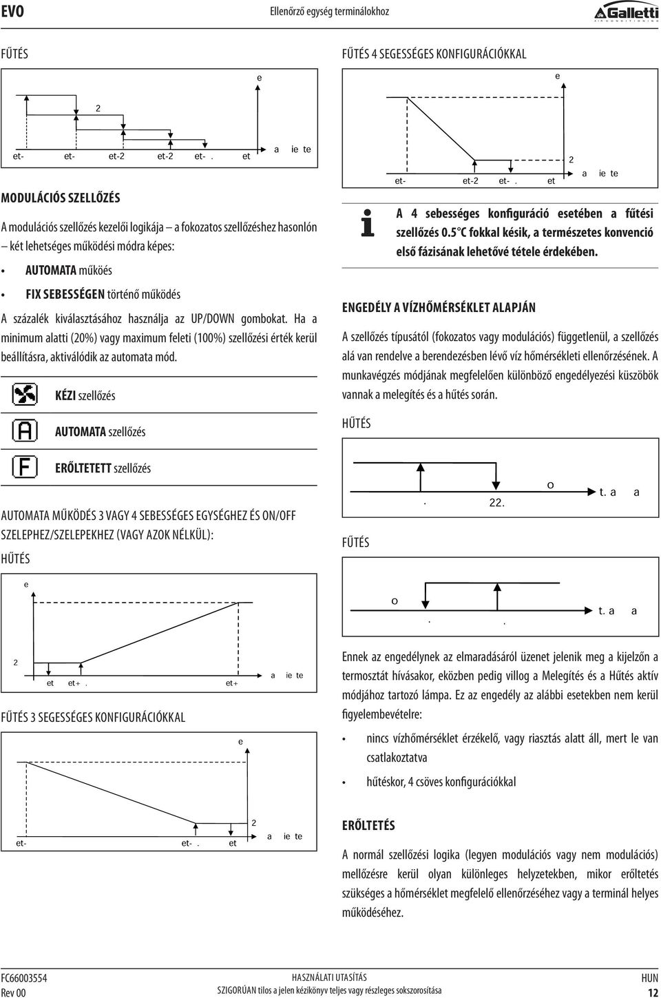 százalék kiválasztásához használja az UP/DOWN gombokat. Ha a minimum alatti (0%) vagy maximum feleti (100%) szellőzési érték kerül beállításra, aktiválódik az automata mód.