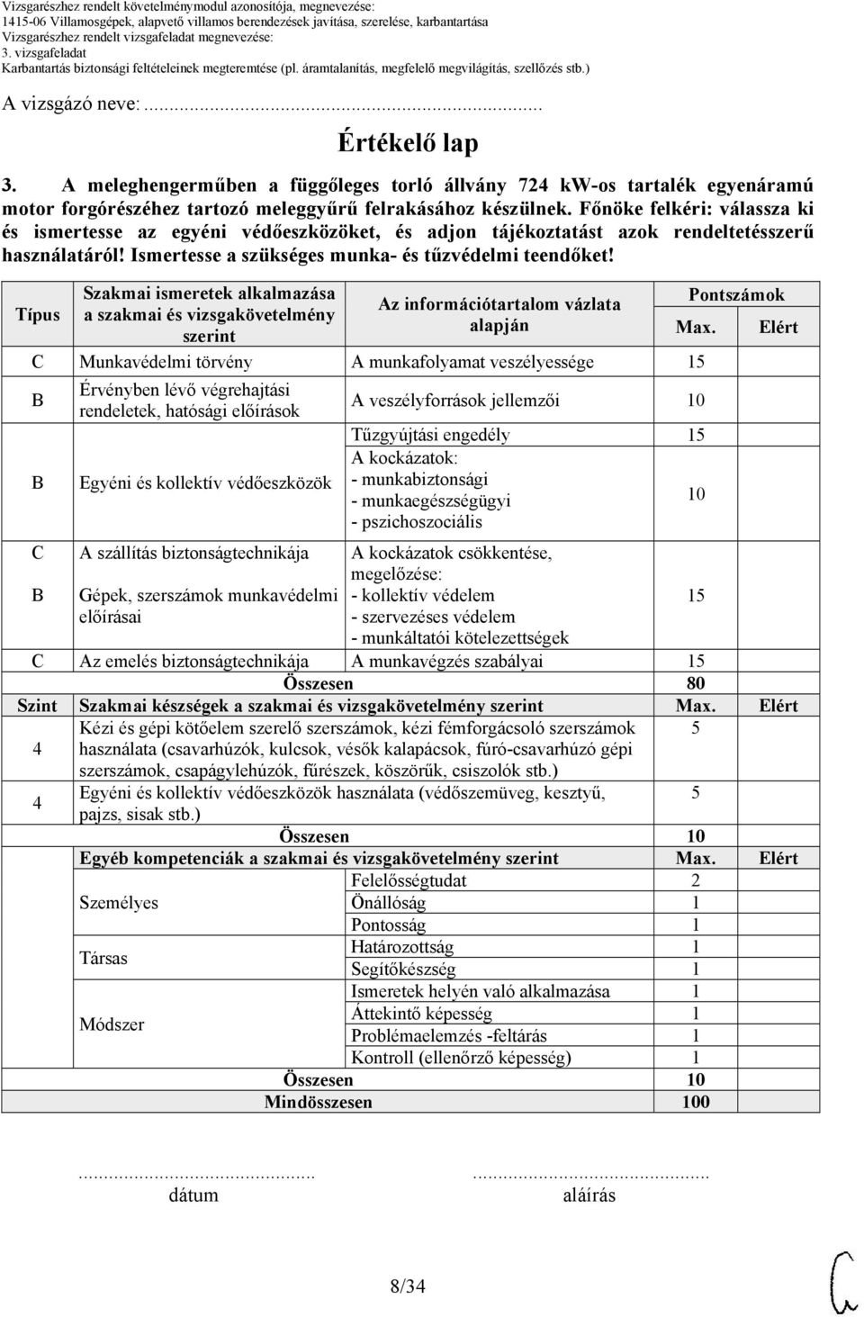 Főnöke felkéri: válassza ki és ismertesse az egyéni védőeszközöket, és adjon tájékoztatást azok rendeltetésszerű használatáról! Ismertesse a szükséges munka- és tűzvédelmi teendőket!