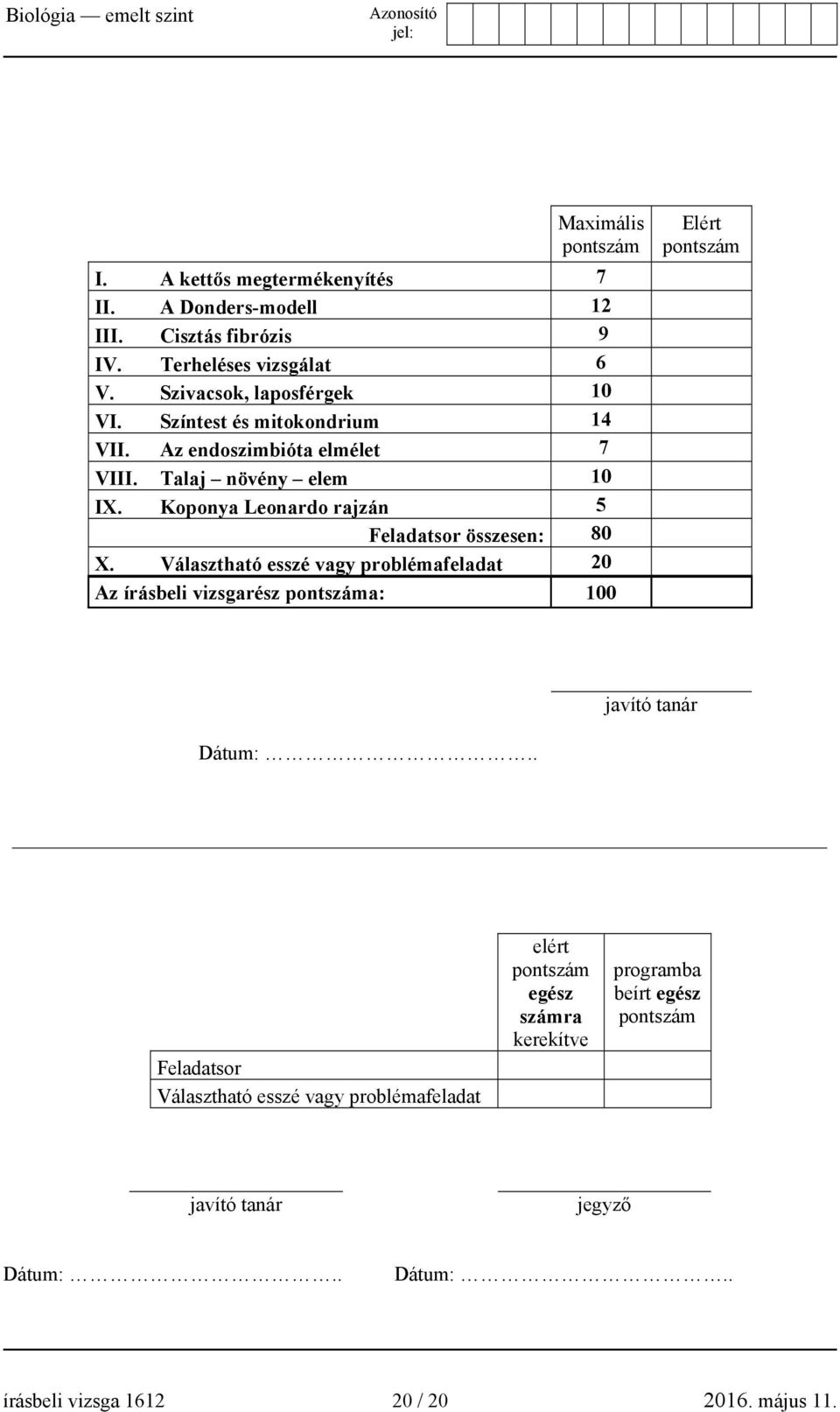 Koponya Leonardo rajzán 5 Feladatsor összesen: 80 X.