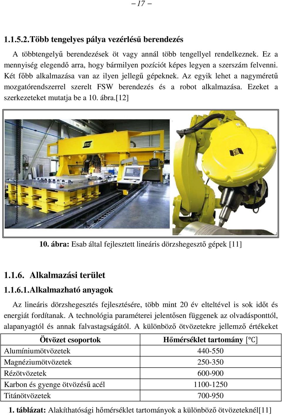 Az egyik lehet a nagyméretű mozgatórendszerrel szerelt FSW berendezés és a robot alkalmazása. Ezeket a szerkezeteket mutatja be a 10. ábra.[12] 10.