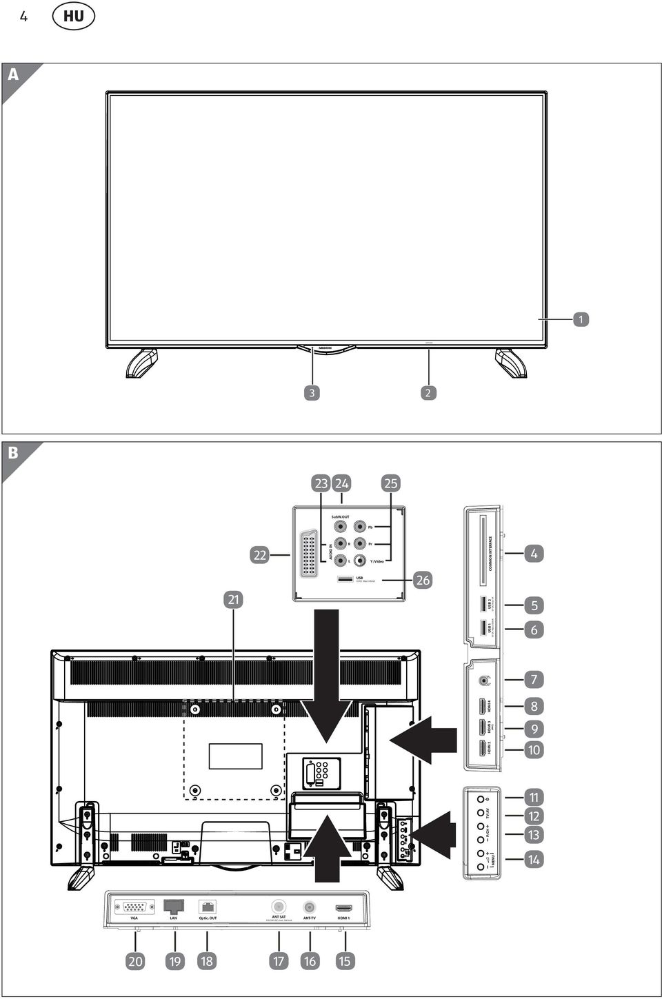 500mA 26 COMMON INTERFACE 4 21 USB 1 USB 2 5V DC Max.500mA 5V DC Max.