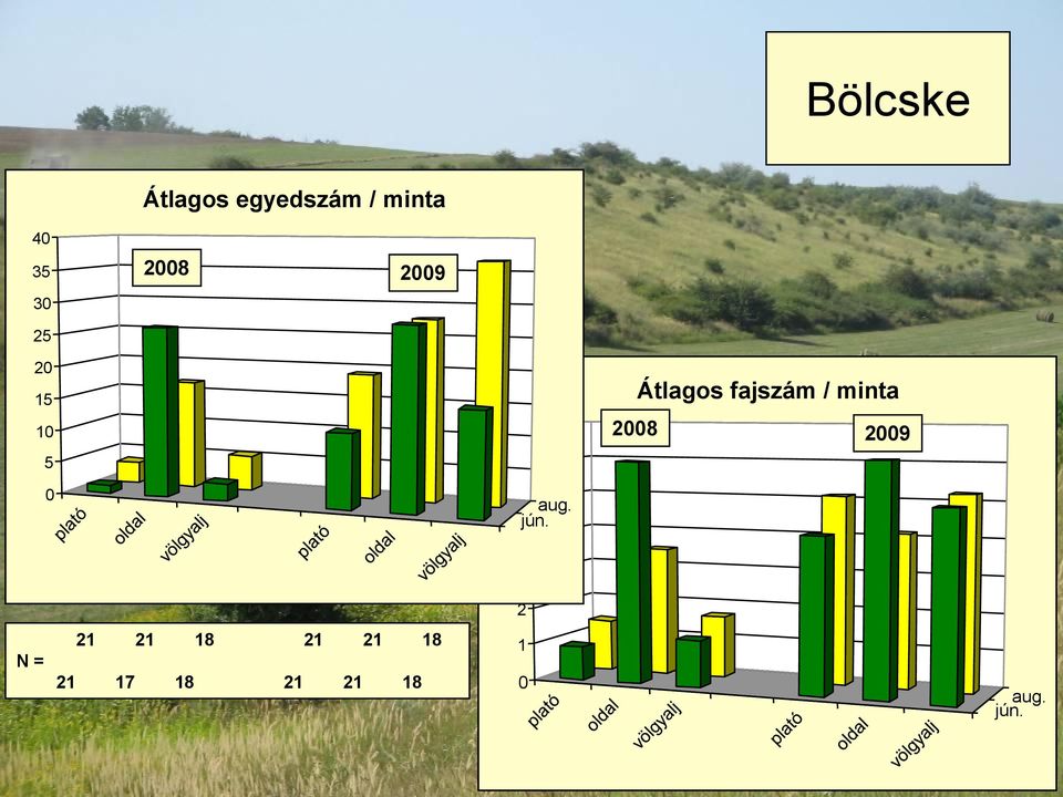 4 3 Átlagos fajszám / minta 28 29 2 N =