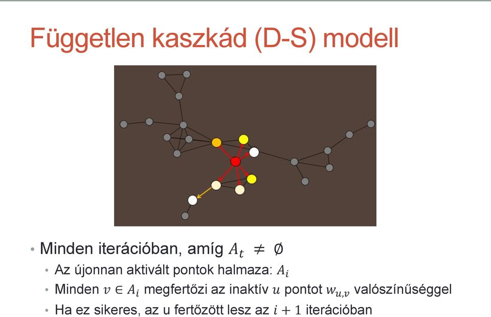 i megfertőzi az inaktív u pontot w u,v valószínűséggel