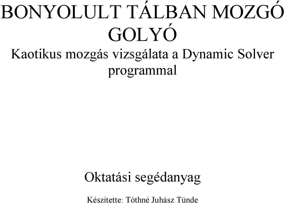 Dynamic Solver programmal