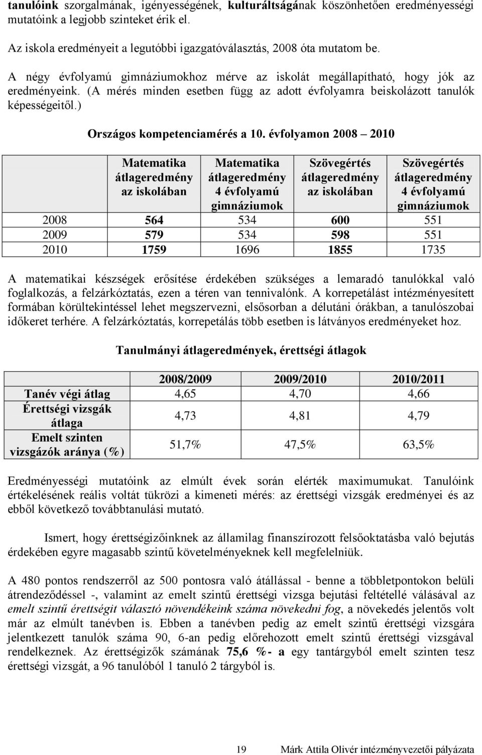 ) Országos kompetenciamérés a 10.