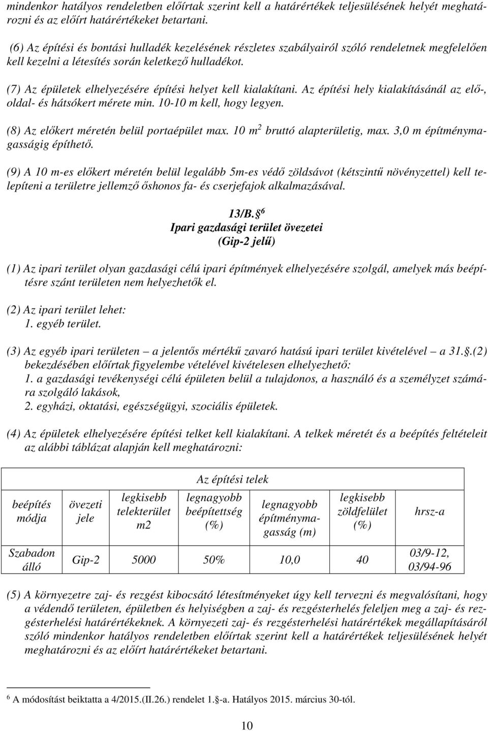 (7) Az épületek elhelyezésére építési helyet kell kialakítani. Az építési hely kialakításánál az elő-, oldal- és hátsókert mérete min. 10-10 m kell, hogy legyen.