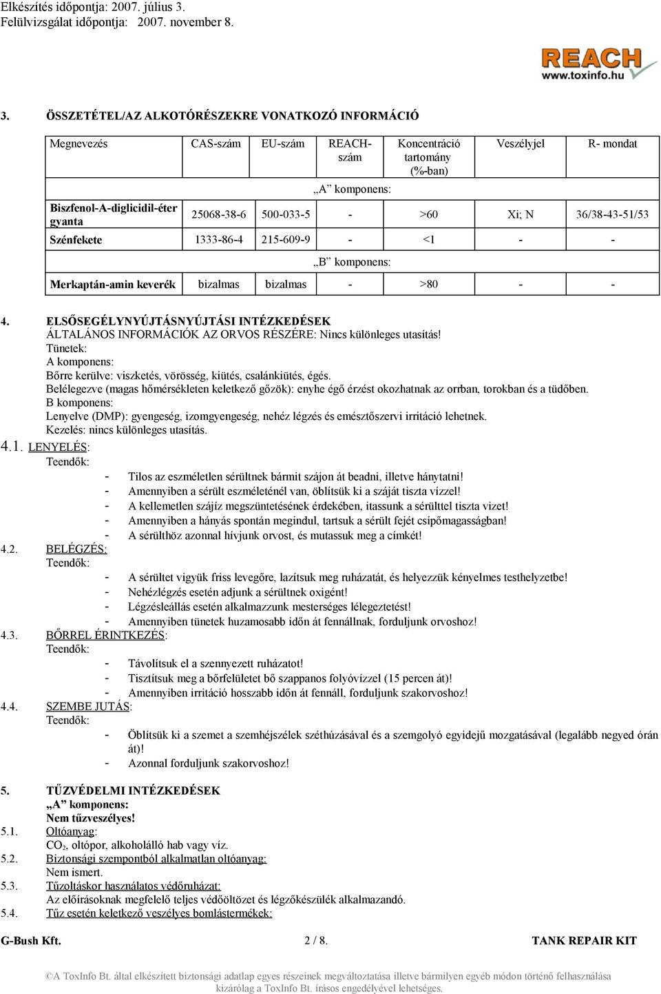 ELSŐSEGÉLYNYÚJTÁSNYÚJTÁSI INTÉZKEDÉSEK ÁLTALÁNOS INFORMÁCIÓK AZ ORVOS RÉSZÉRE: Nincs különleges utasítás! Tünetek: A komponens: Bőrre kerülve: viszketés, vörösség, kiütés, csalánkiütés, égés.