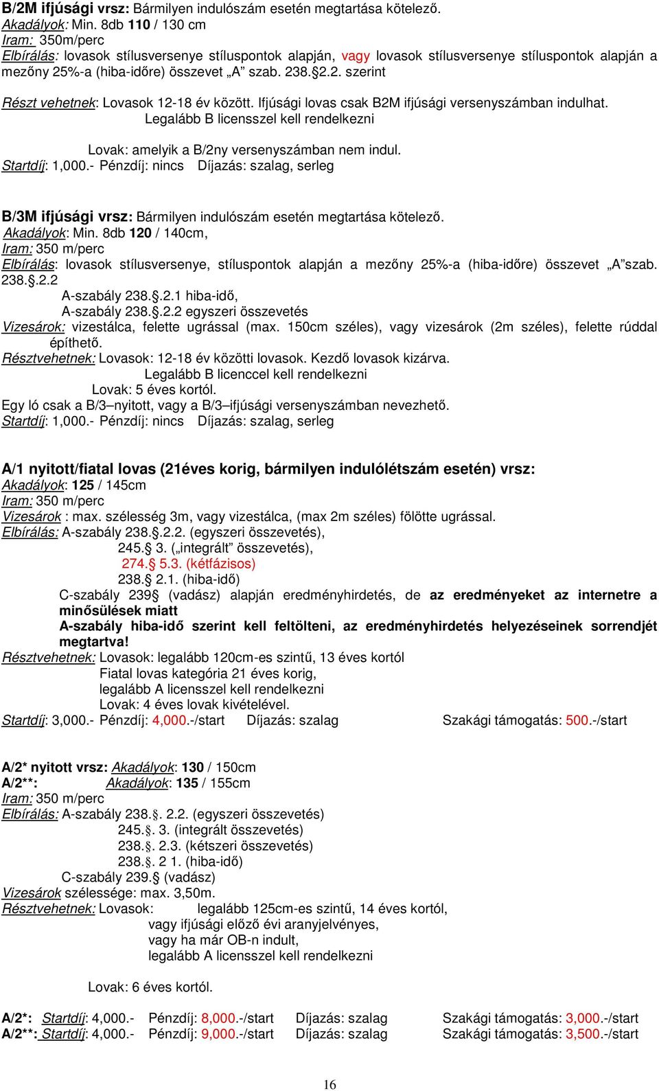 Ifjúsági lovas csak B2M ifjúsági versenyszámban indulhat. Legalább B licensszel kell rendelkezni Lovak: amelyik a B/2ny versenyszámban nem indul. Startdíj: 1,000.