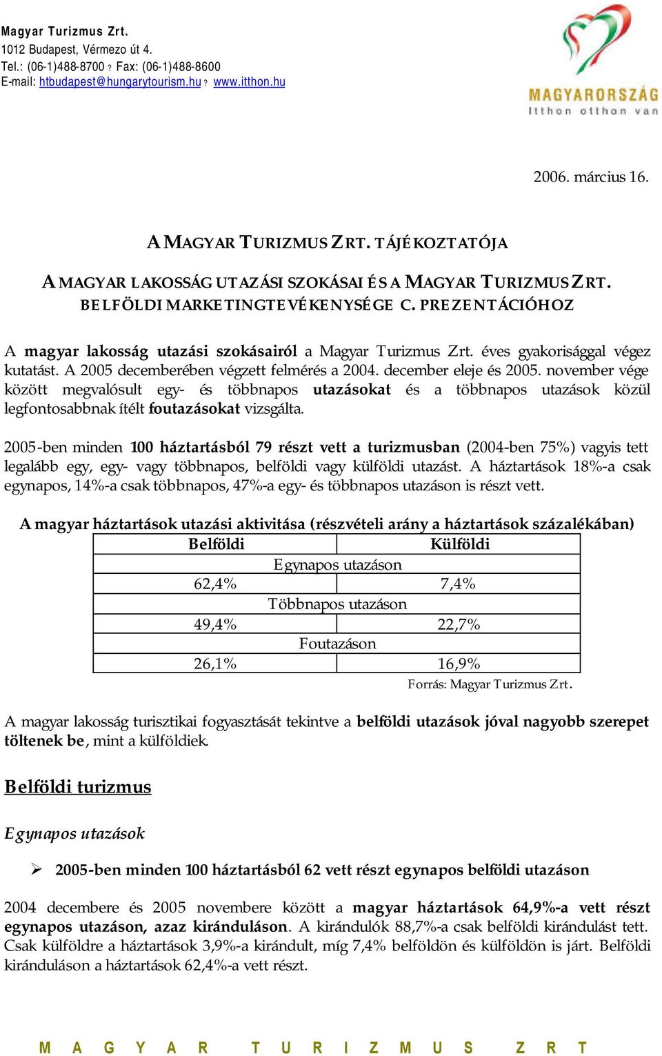 éves gyakorisággal végez kutatást. A 2005 decemberében végzett felmérés a 2004. december eleje és 2005.