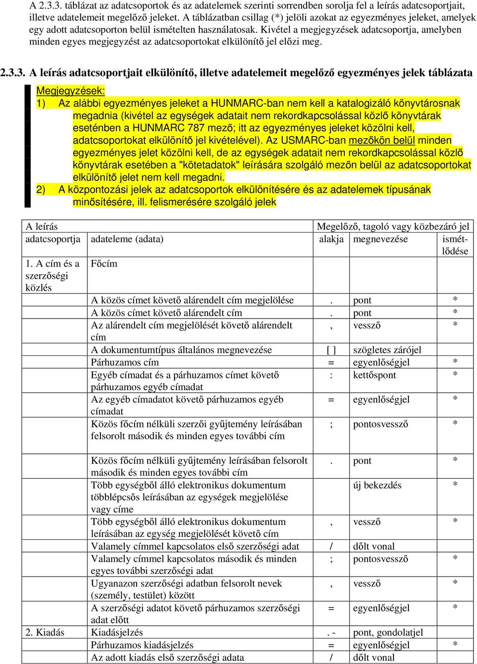 Kivétel a megjegyzések adatcsoportja, amelyben minden egyes megjegyzést az adatcsoportokat elkülönít jel el zi meg. 2.3.