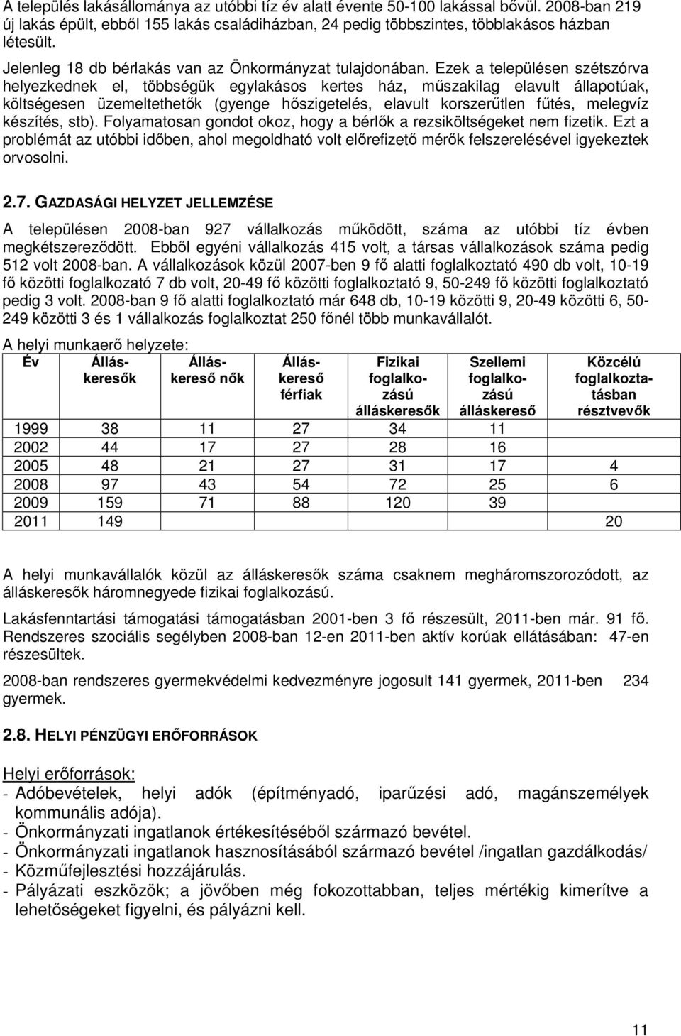 Ezek a településen szétszórva helyezkednek el, többségük egylakásos kertes ház, műszakilag elavult állapotúak, költségesen üzemeltethetők (gyenge hőszigetelés, elavult korszerűtlen fűtés, melegvíz