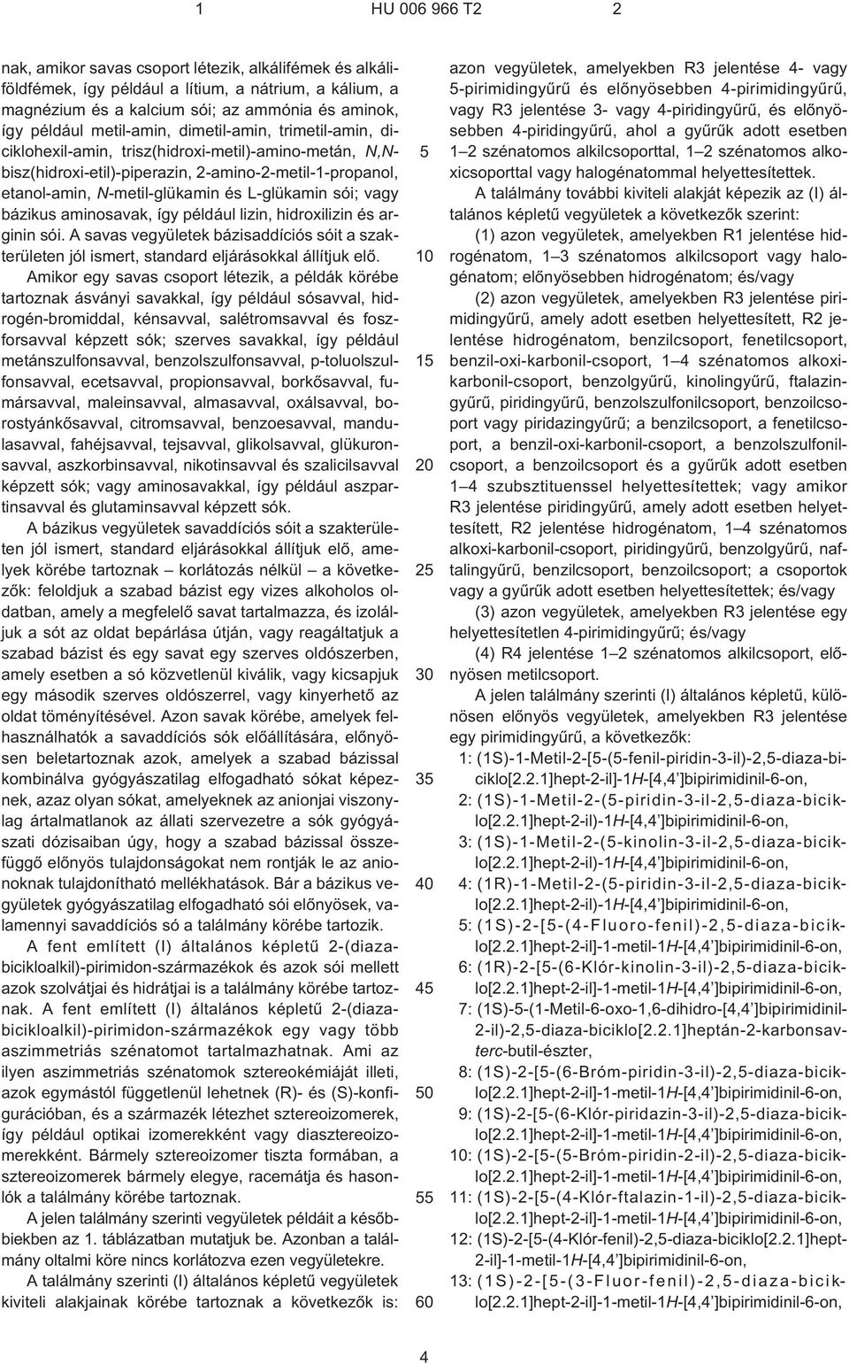 aminosavak, így például lizin, hidroxilizin és arginin sói. A savas vegyületek bázisaddíciós sóit a szakterületen jól ismert, standard eljárásokkal állítjuk elõ.