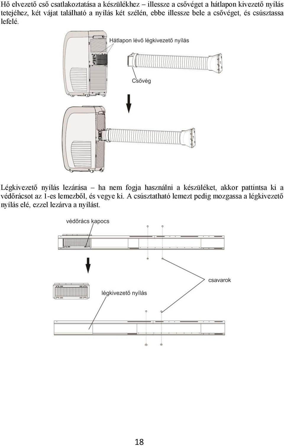 Légkivezető nyílás lezárása ha nem fogja használni a készüléket, akkor pattintsa ki a védőrácsot az