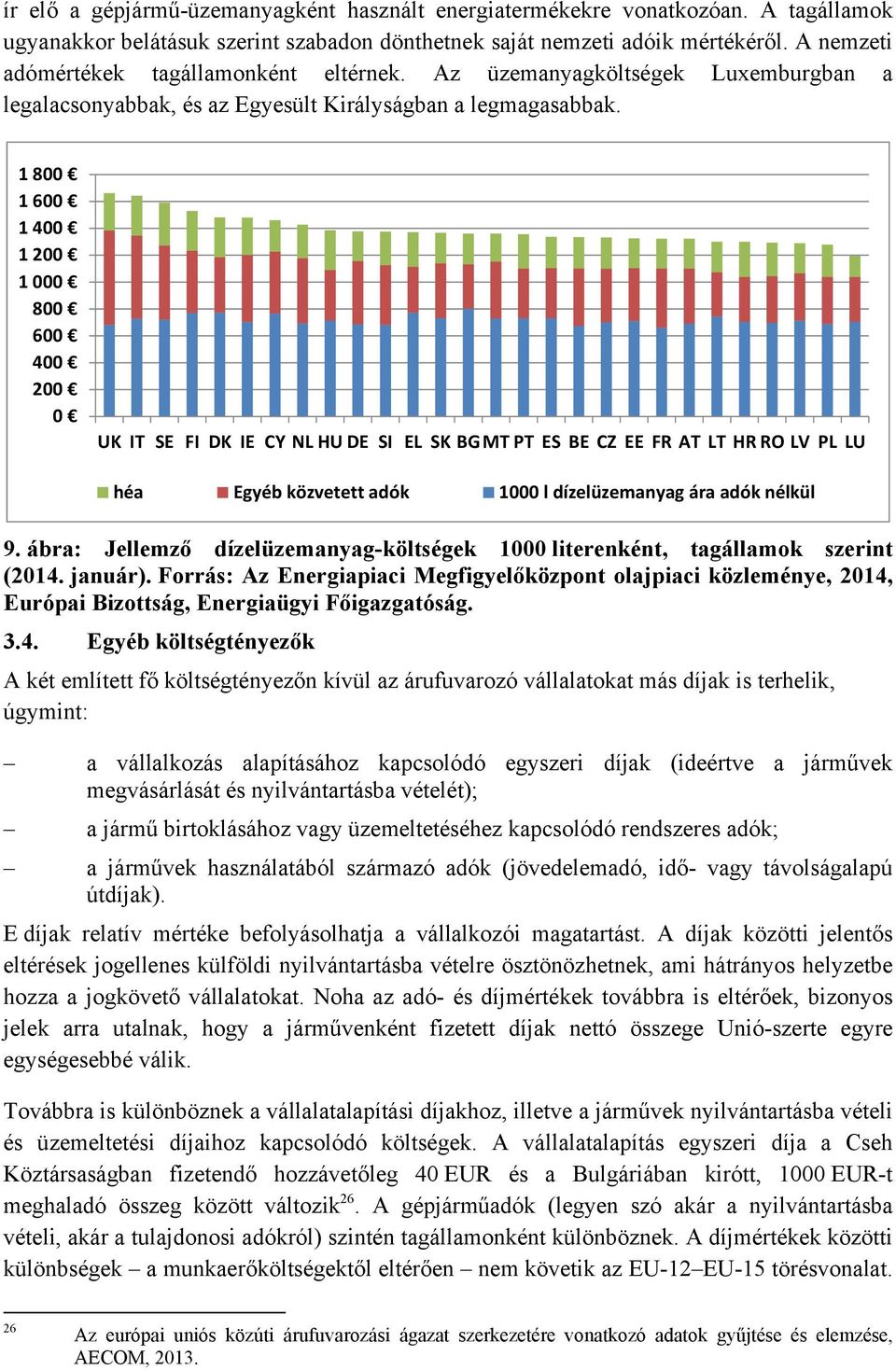 1 800 1 600 1 400 1 200 1 000 800 600 400 200 0 UK IT SE FI DK IE CY NL HU DE SI EL SK BG MT PT ES BE CZ EE FR AT LT HR RO LV PL LU héa Egyéb közvetett adók 1000 l dízelüzemanyag ára adók nélkül 9.