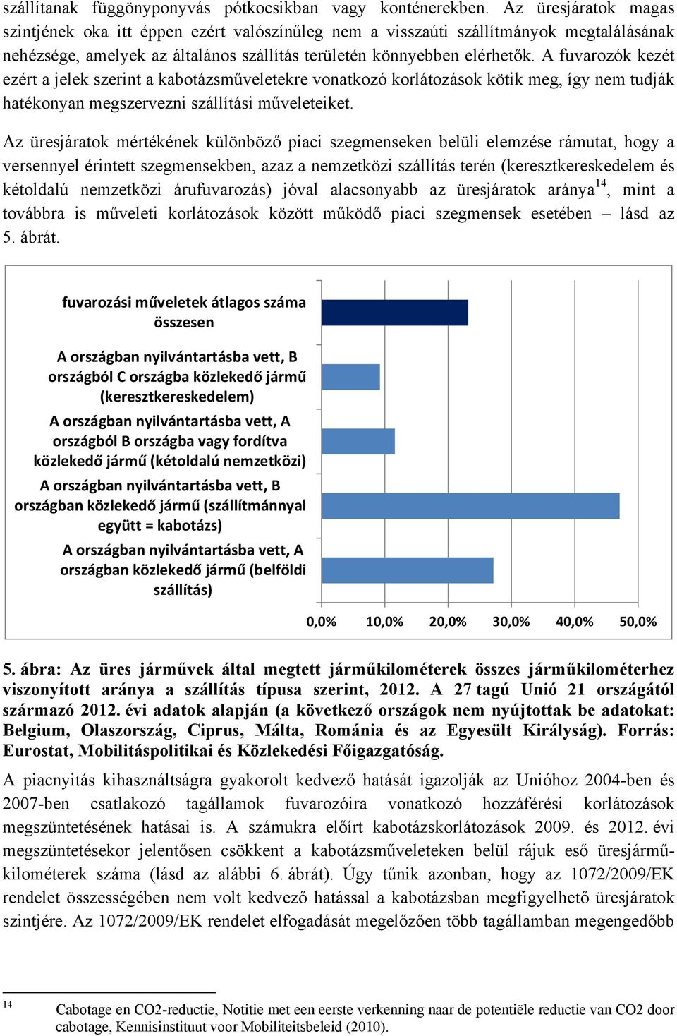 A fuvarozók kezét ezért a jelek szerint a kabotázsműveletekre vonatkozó korlátozások kötik meg, így nem tudják hatékonyan megszervezni szállítási műveleteiket.