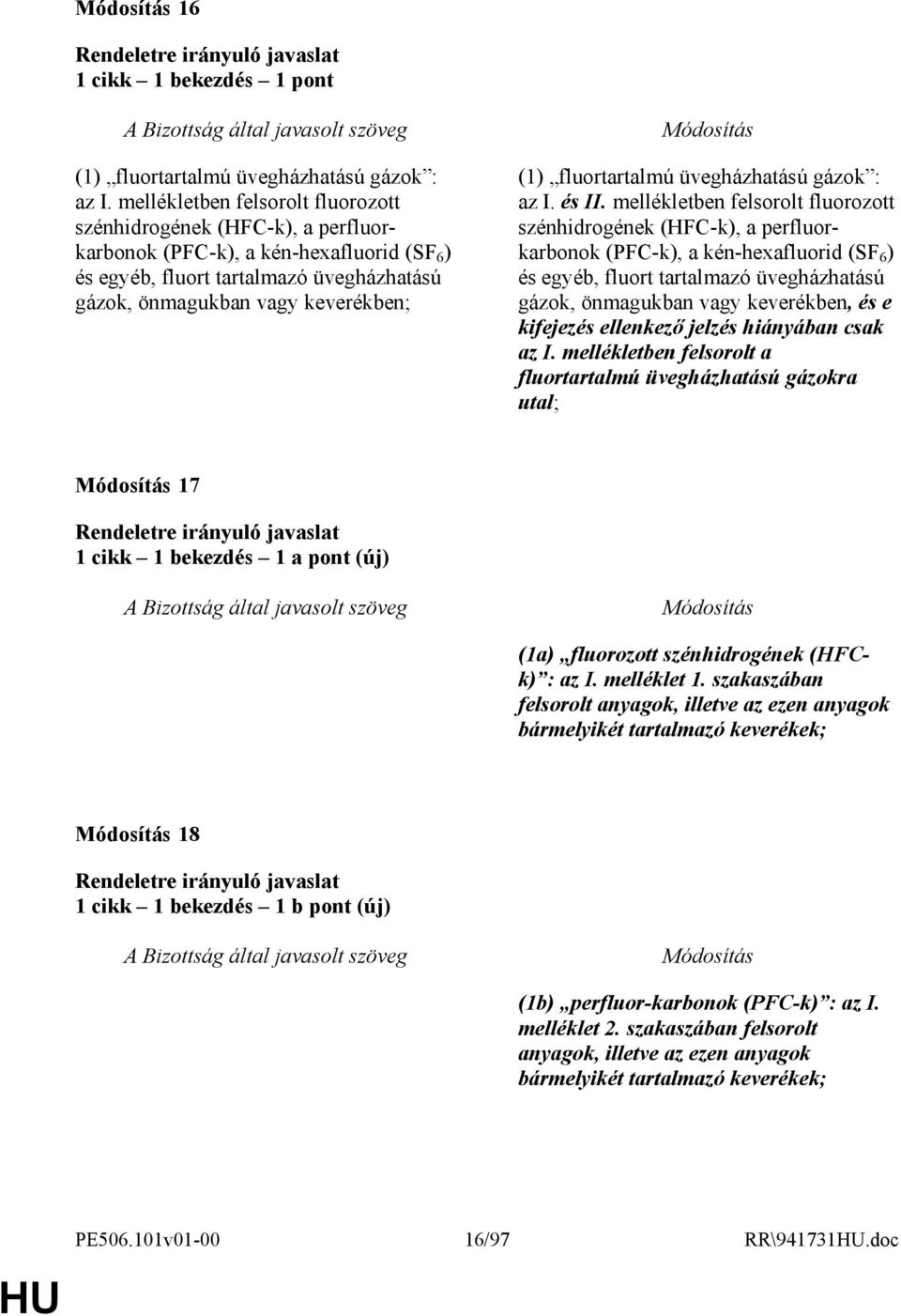 fluortartalmú üvegházhatású gázok : az I. és II.