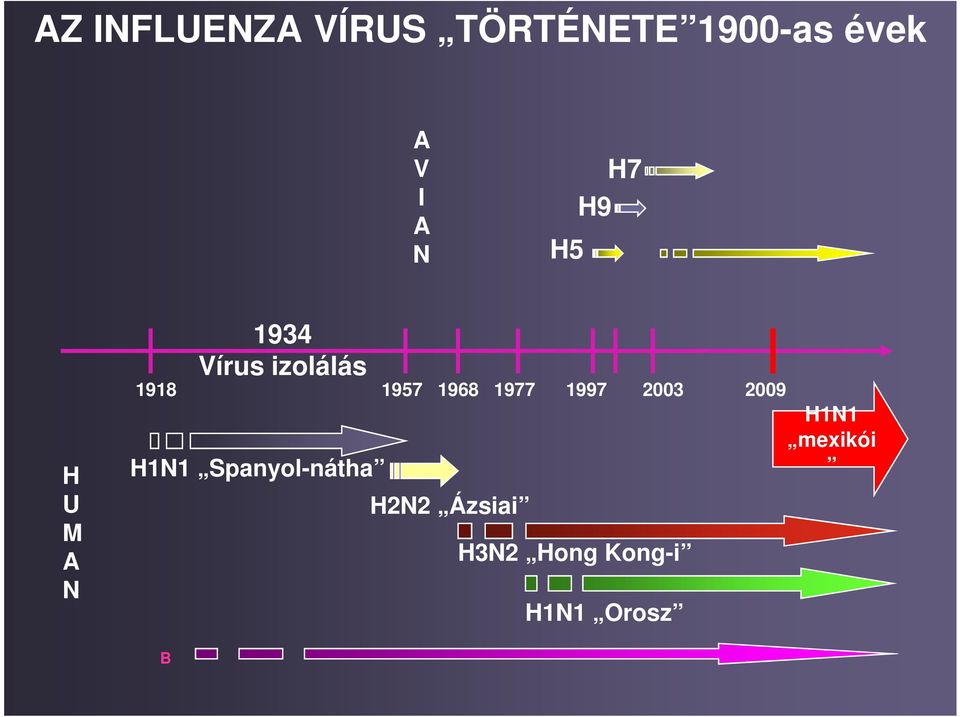 1968 1977 1997 2003 2009 H1N1 Spanyol-nátha H2N2