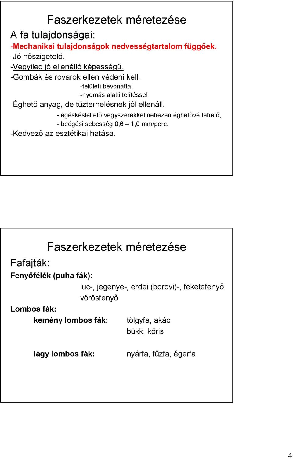 - égéskésleltetı vegyszerekkel nehezen éghetıvé tehetı, - beégési sebesség 0,6 1,0 mm/perc. -Kedvezı az esztétikai hatása.