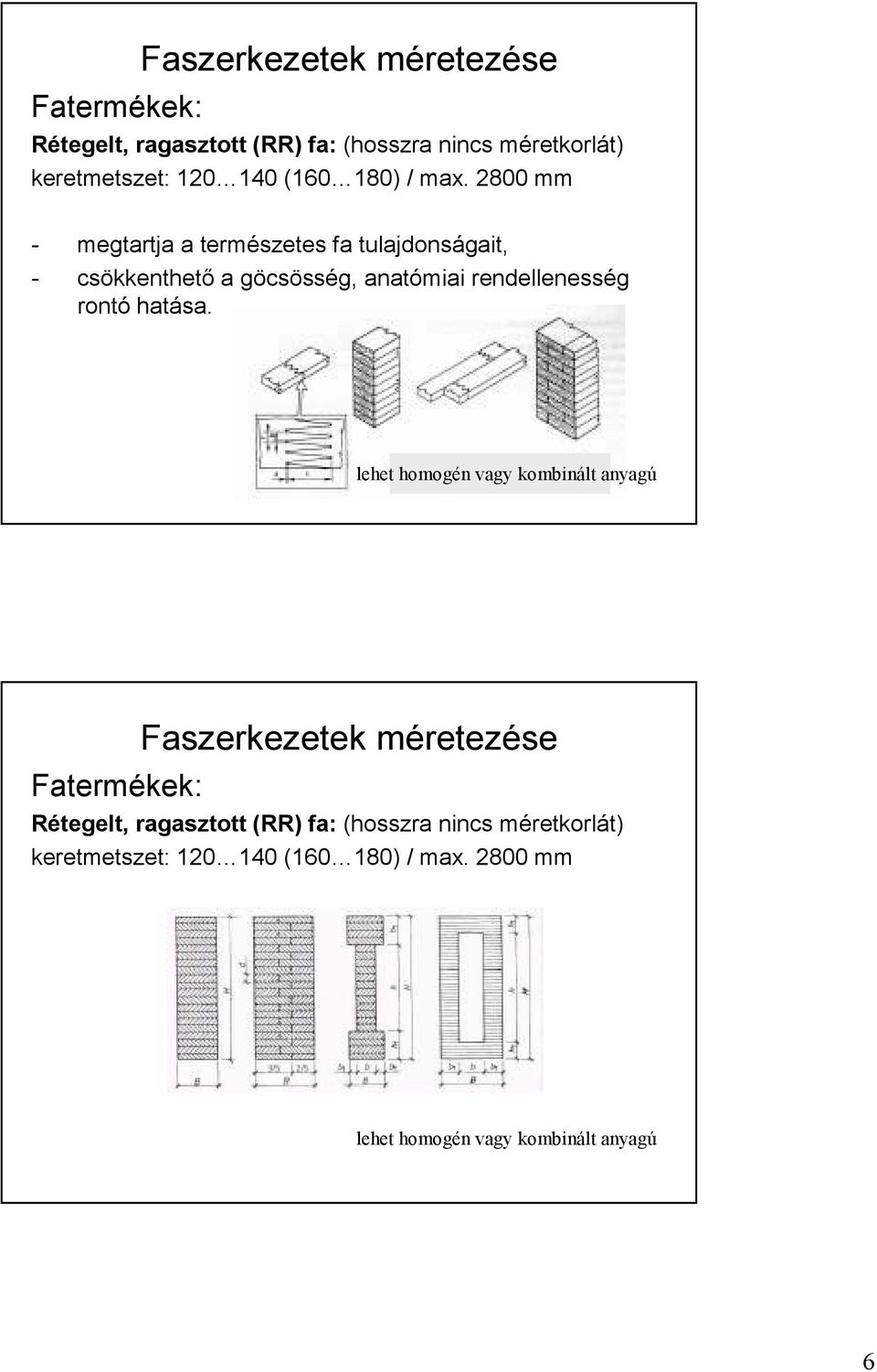 rendellenesség rontó hatása. lehet homogén vagy kombinált anyagú  max.