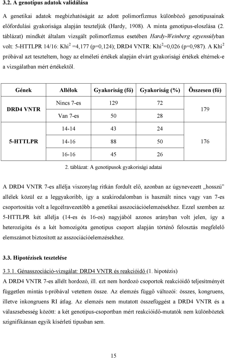 A Khi 2 próbával azt teszteltem, hogy az elméleti értékek alapján elvárt gyakorisági értékek eltérnek-e a vizsgálatban mért értékektől.