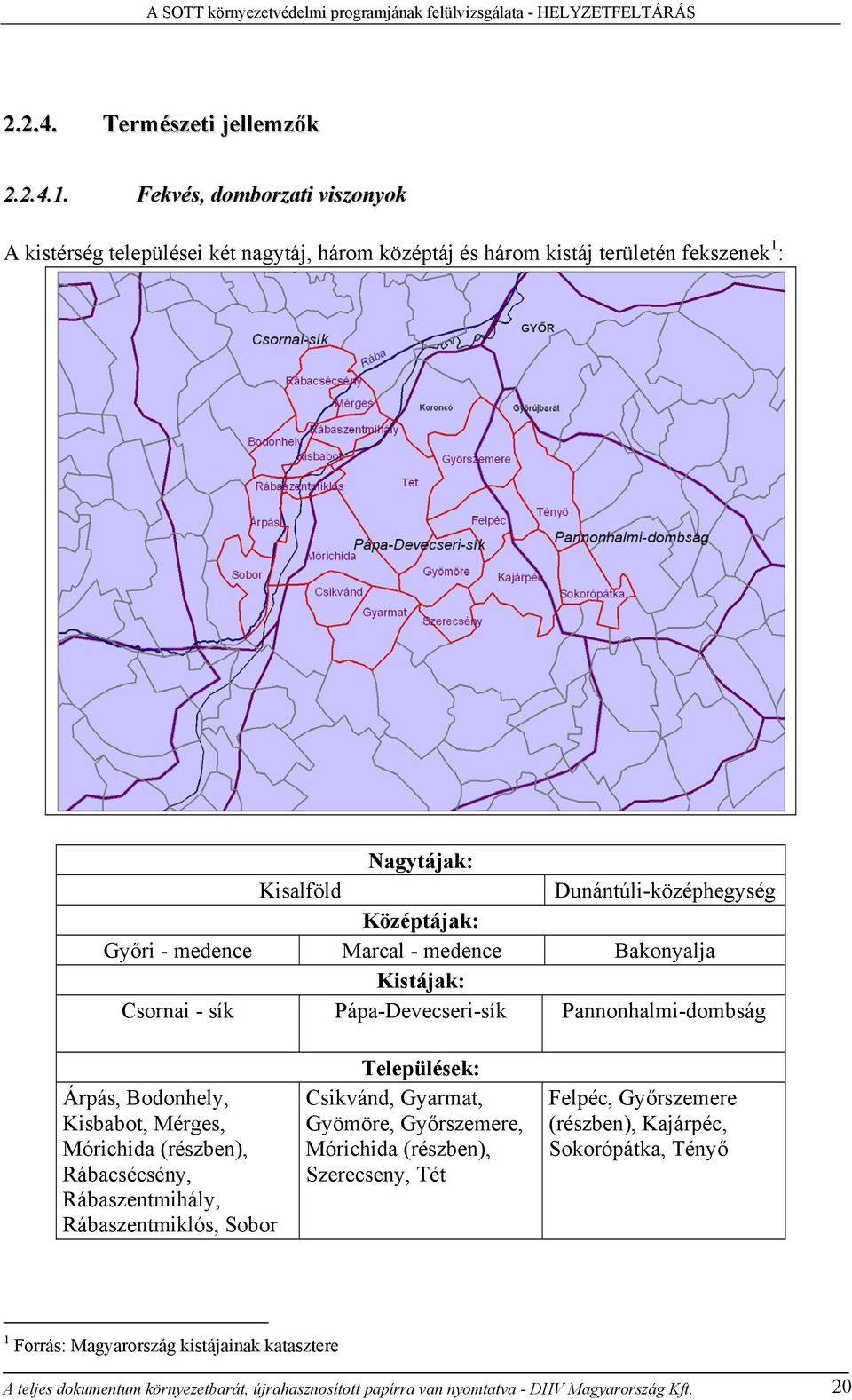 - medence Bakonyalja Kistájak: Csornai - sík Pápa-Devecseri-sík Pannonhalmi-dombság Árpás, Bodonhely, Kisbabot, Mérges, Mórichida (részben), Rábacsécsény, Rábaszentmihály, Rábaszentmiklós, Sobor