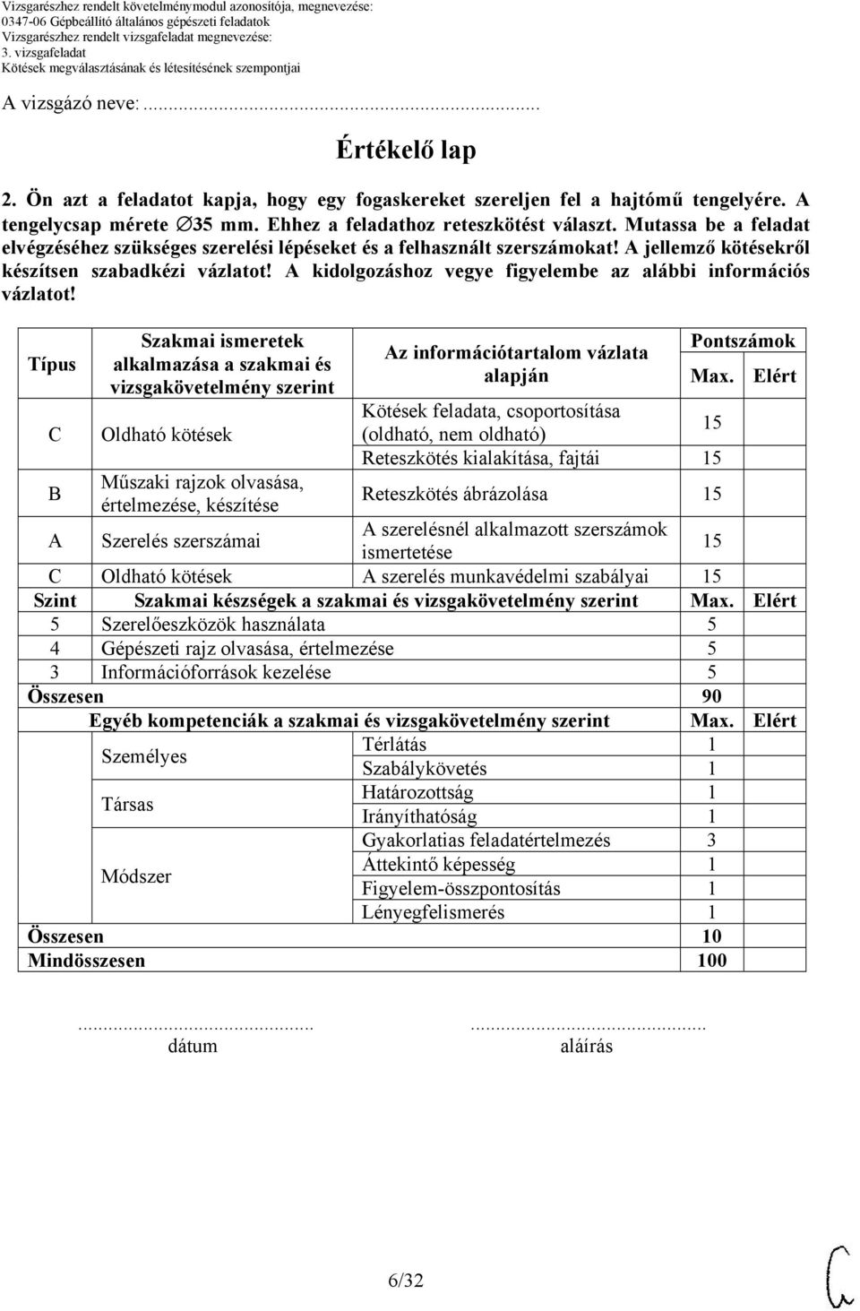 A kidolgozáshoz vegye figyelembe az alábbi információs vázlatot!