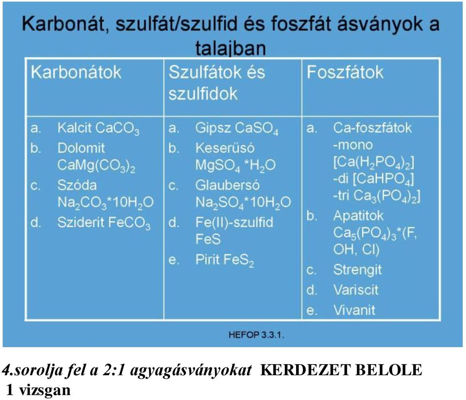 agyagásványokat