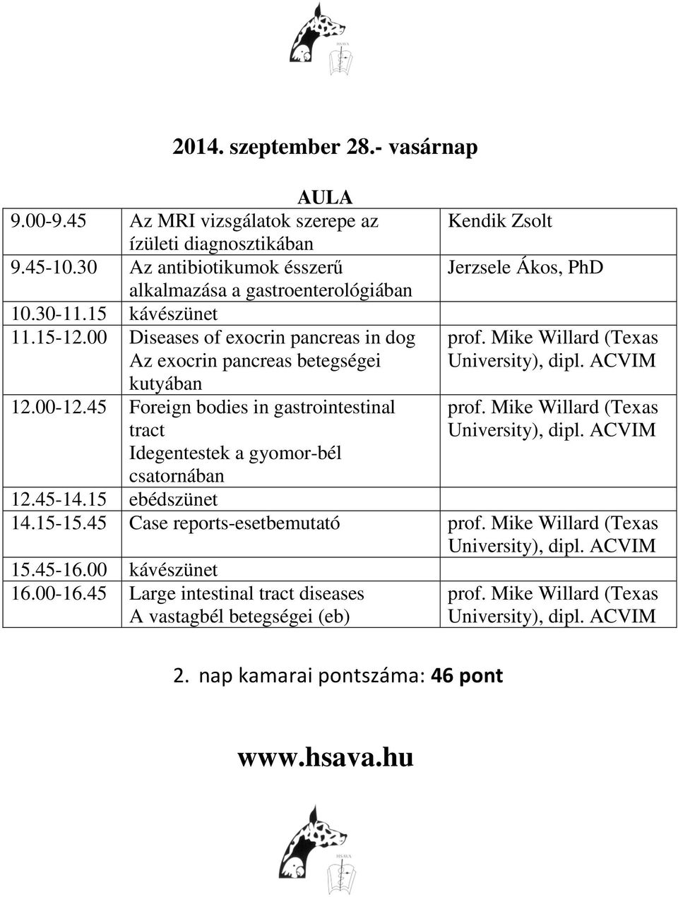 00 Diseases of exocrin pancreas in dog Az exocrin pancreas betegségei kutyában 12.00-12.