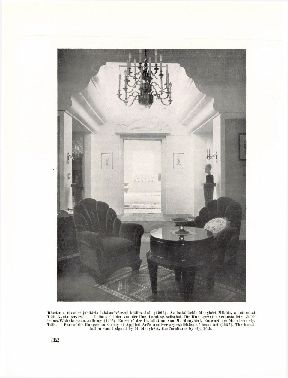 Landesgesellschaft für Kunstgewerbe veranstalteten Jubileums-Wohnkunstausstellung (1925). Entwurf der Installation von M.