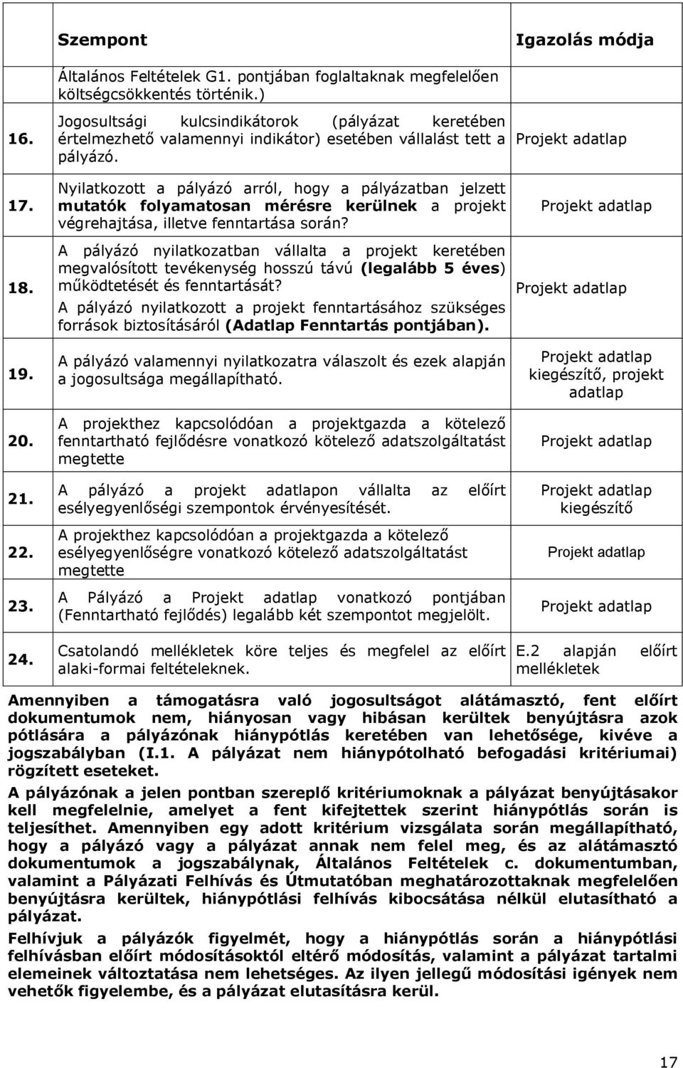 Nyilatkozott a pályázó arról, hogy a pályázatban jelzett mutatók folyamatosan mérésre kerülnek a projekt végrehajtása, illetve fenntartása során?