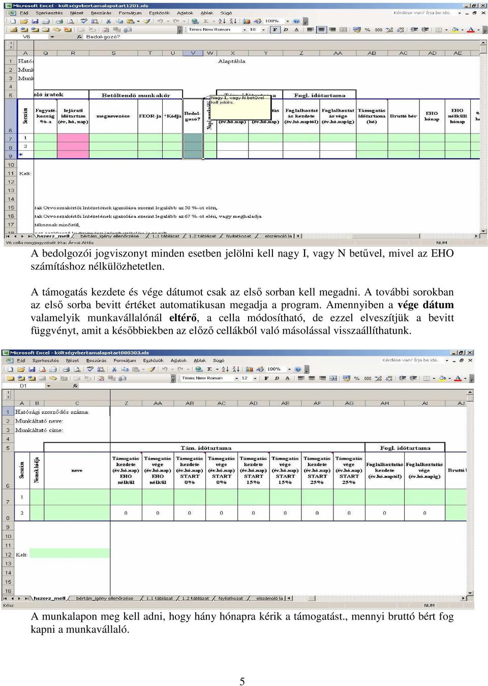 A további sorokban az elsı sorba bevitt értéket automatikusan megadja a program.