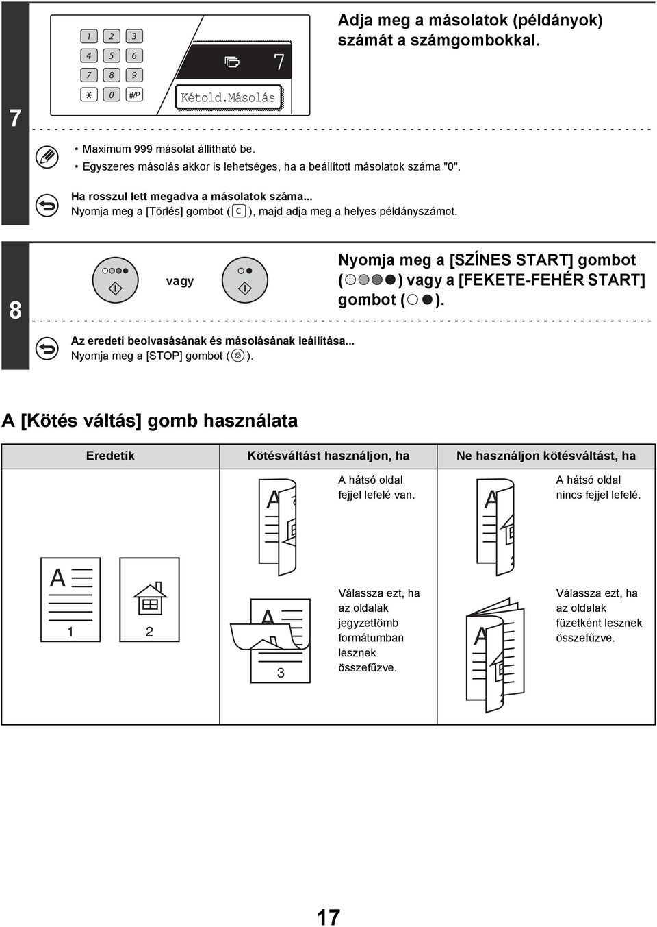 8 vagy Nyomja meg a [SZÍNES START] gombot ( ) vagy a [FEKETE-FEHÉR START] gombot ( ). Az eredeti beolvasásának és másolásának leállítása... Nyomja meg a [STOP] gombot ( ).
