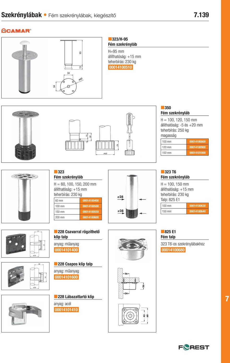 60, 100, 150, 200 mm 60 mm 00014100400 100 mm 00014100500 150 mm 00014100550 200 mm 00014100600 323 T6 H = 100, 150 mm Talp: