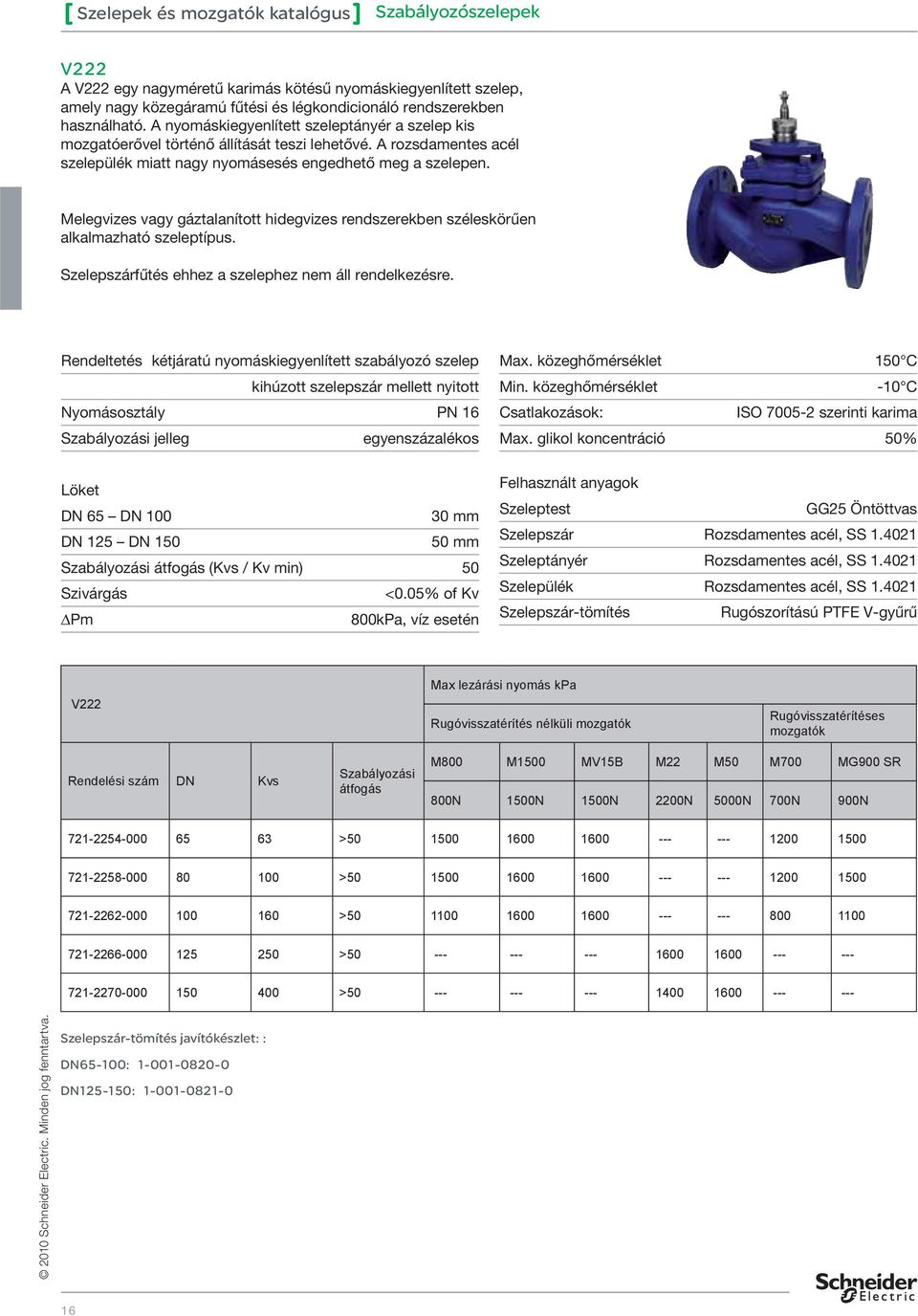 Melegvizes vagy gáztalanított hidegvizes rendszerekben széleskörűen alkalmazható szeleptípus. Szelepszárfűtés ehhez a szelephez nem áll rendelkezésre.