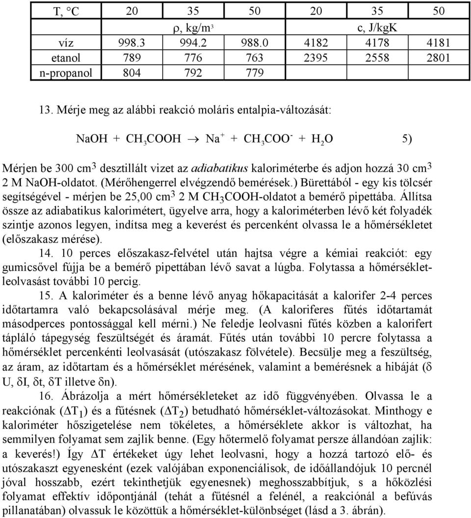 NaOH-oldatot. (Mérőhengerrel elvégzendő bemérések.) Bürettából - egy kis tölcsér segítségével - mérjen be 25,00 cm 3 2 M CH 3 COOH-oldatot a bemérő pipettába.