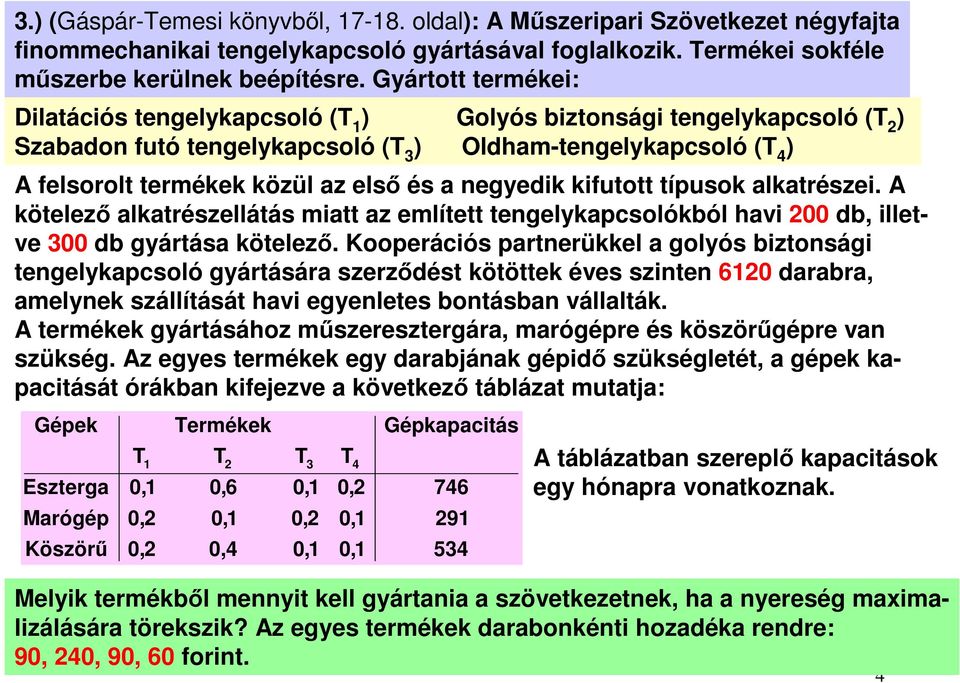 negyedik kifutott típusok alkatrészei. A kötelező alkatrészellátás miatt az említett tengelykapcsolókból havi 00 db, illetve 00 db gyártása kötelező.