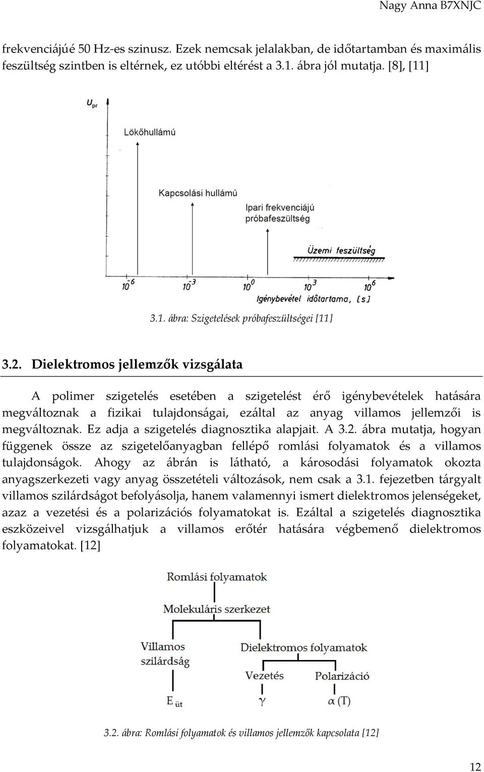 Ez adja a szigetelés diagnosztika alapjait. A 3.2. ábra mutatja, hogyan függenek össze az szigetelőanyagban fellépő romlási folyamatok és a villamos tulajdonságok.