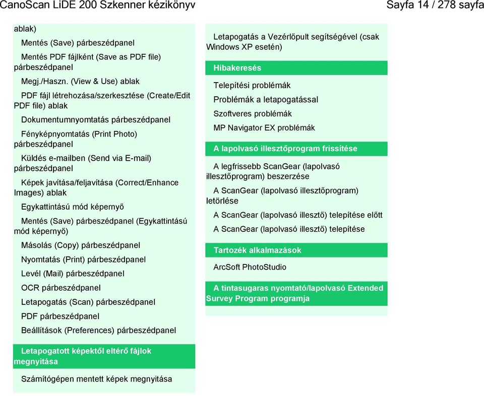 párbeszédpanel Képek javítása/feljavítása (Correct/Enhance Images) ablak Egykattintású mód képernyő Mentés (Save) párbeszédpanel (Egykattintású mód képernyő) Másolás (Copy) párbeszédpanel Nyomtatás