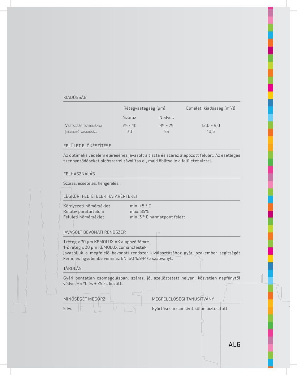 Légköri feltételek határértékei Környezeti hőmérséklet min. +5 C Relatív páratartalom max. 85% Felületi hőmérséklet min.