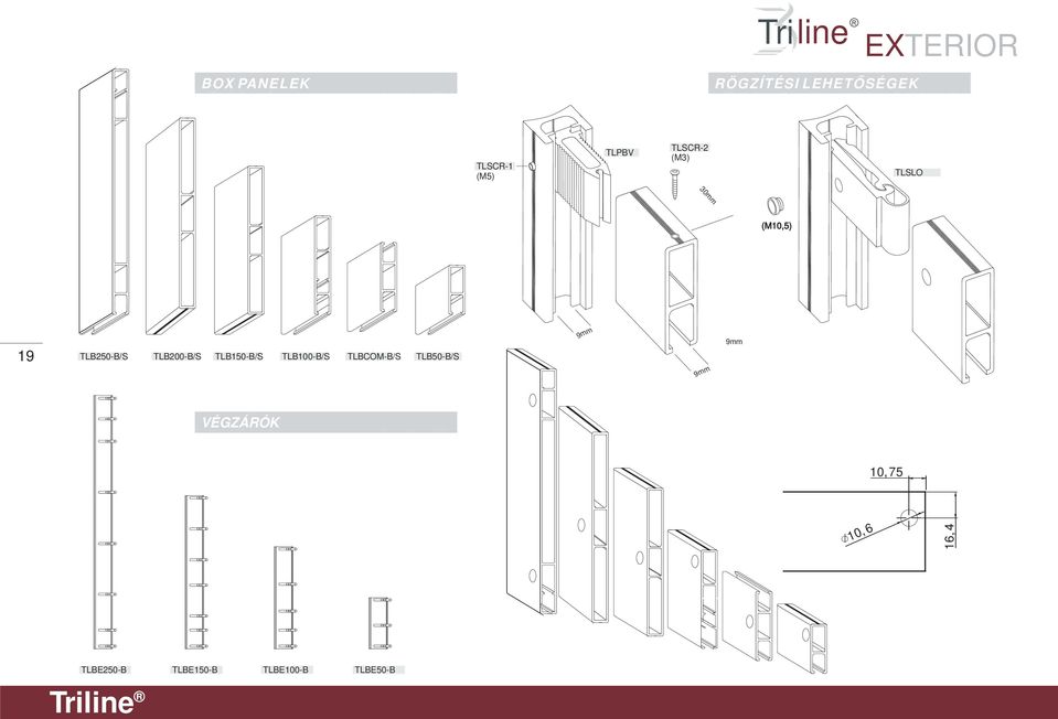 TLB200-B/S TLB150-B/S TLB100-B/S TLBCOM-B/S TLB50-B/S 9mm