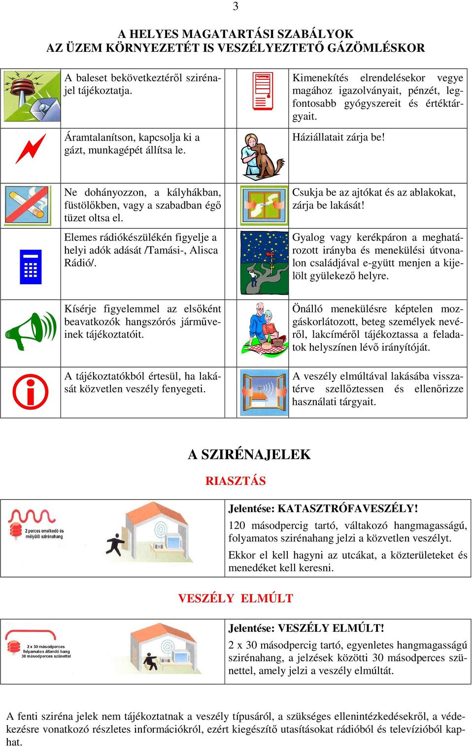 rádiókészülékén figyelje a helyi adók adását /Tamási-, Alisca Rádió/. figyelemmel az elsőként beavatkozók hangszórós járműveinek tájékoztatóit.