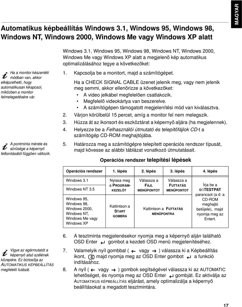 felmelegedésére vár. A pontminta mérete és sűrűsége a képernyő felbontásától függően változik. Windows 3.