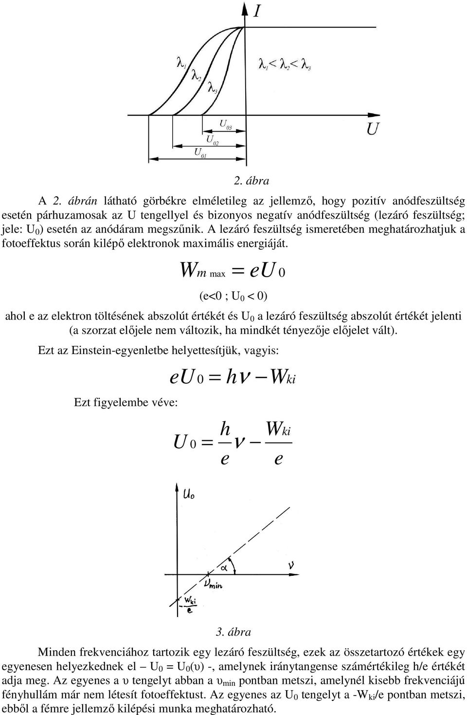 megszűnik. A lezáró feszültség ismeretében meghatározhatjuk a fotoeffektus során kilépő elektronok maximális energiáját.