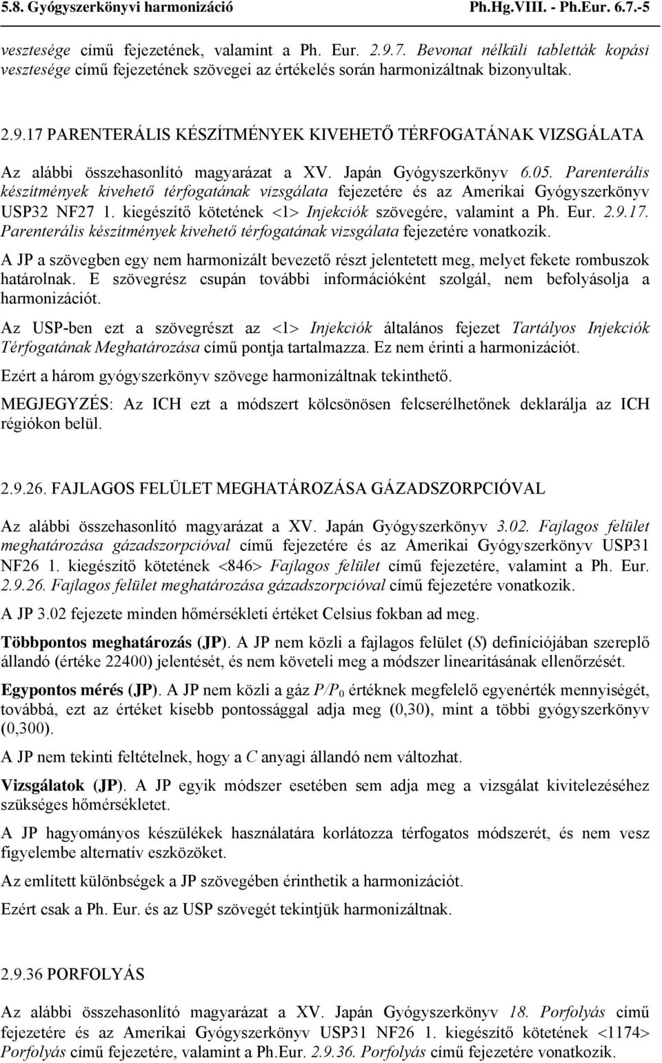 Parenterális készítmények kivehető térfogatának vizsgálata fejezetére és az Amerikai Gyógyszerkönyv USP32 NF27 1. kiegészítő kötetének <1> Injekciók szövegére, valamint a Ph. Eur. 2.9.17.