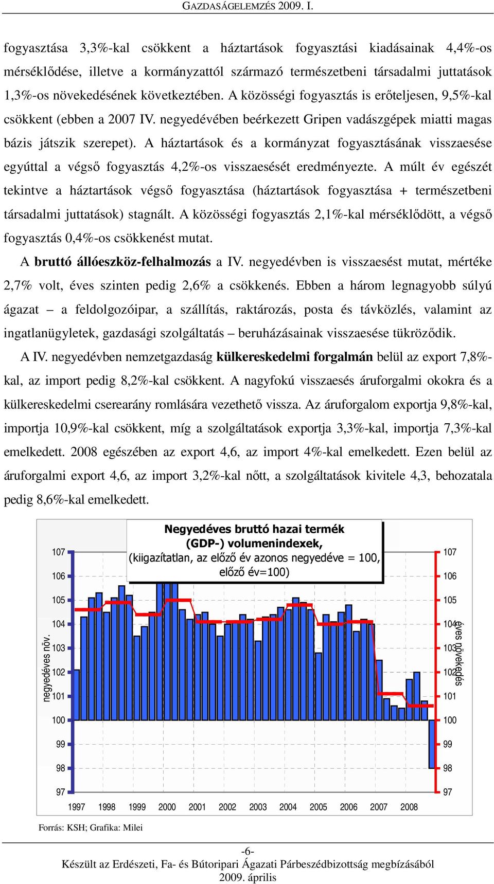 A háztartások és a kormányzat fogyasztásának visszaesése egyúttal a végső fogyasztás 4,2%-os visszaesését eredményezte.